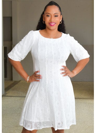 LERIA- Fit & Flare Round Neck Dress