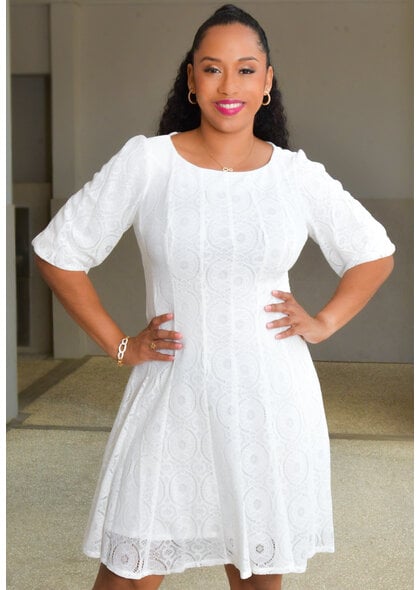 LERIA- Fit & Flare Round Neck Dress