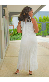 MSK RAPPIE- Long Foil Print Hi Neck Dress