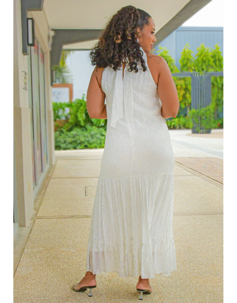 MSK RAPPIE- Long Foil Print Hi Neck Dress