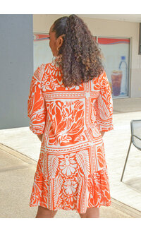 MLLE Gabrielle KETAL- Printed Button Down Dress with Balloon Sleeves