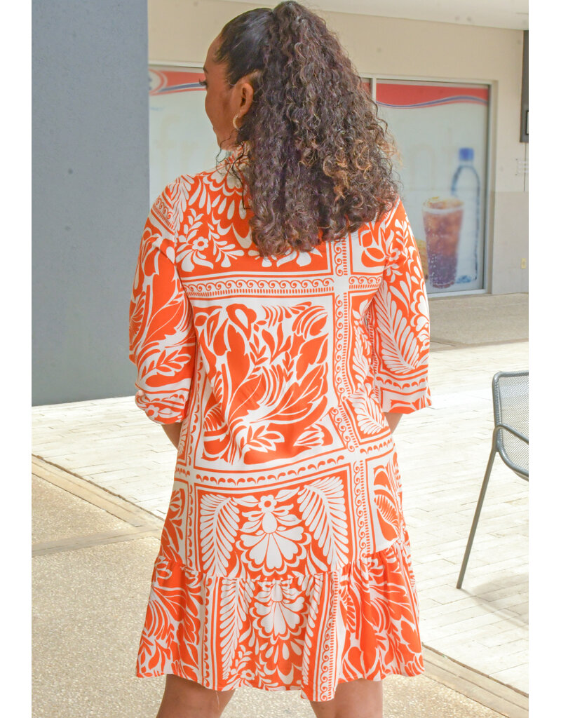 MLLE Gabrielle KETAL- Printed Button Down Dress with Balloon Sleeves