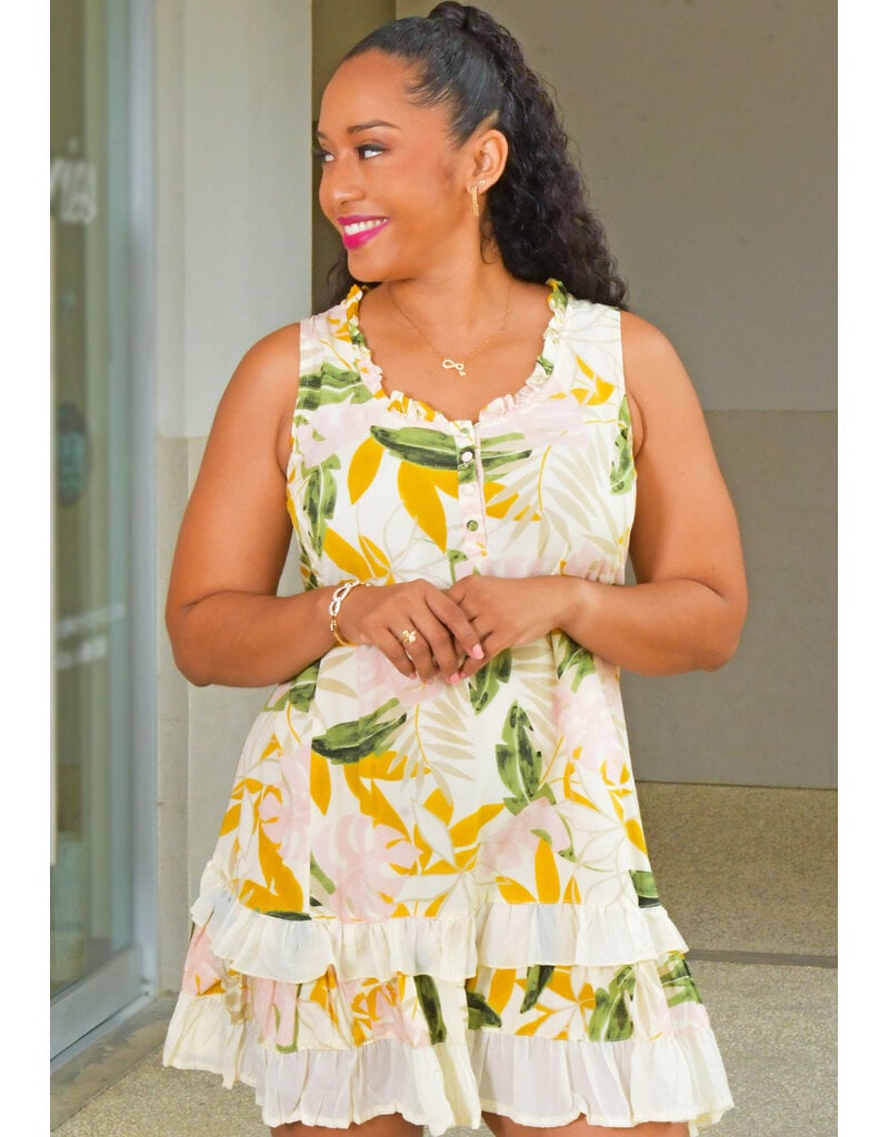 PAPILLON KEKIA- Floral Armhole Dress with Frill Hem