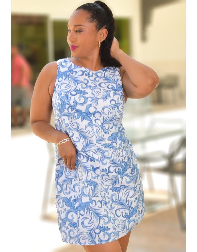MSK KEILY- Printed Armhole Dress with Pockets