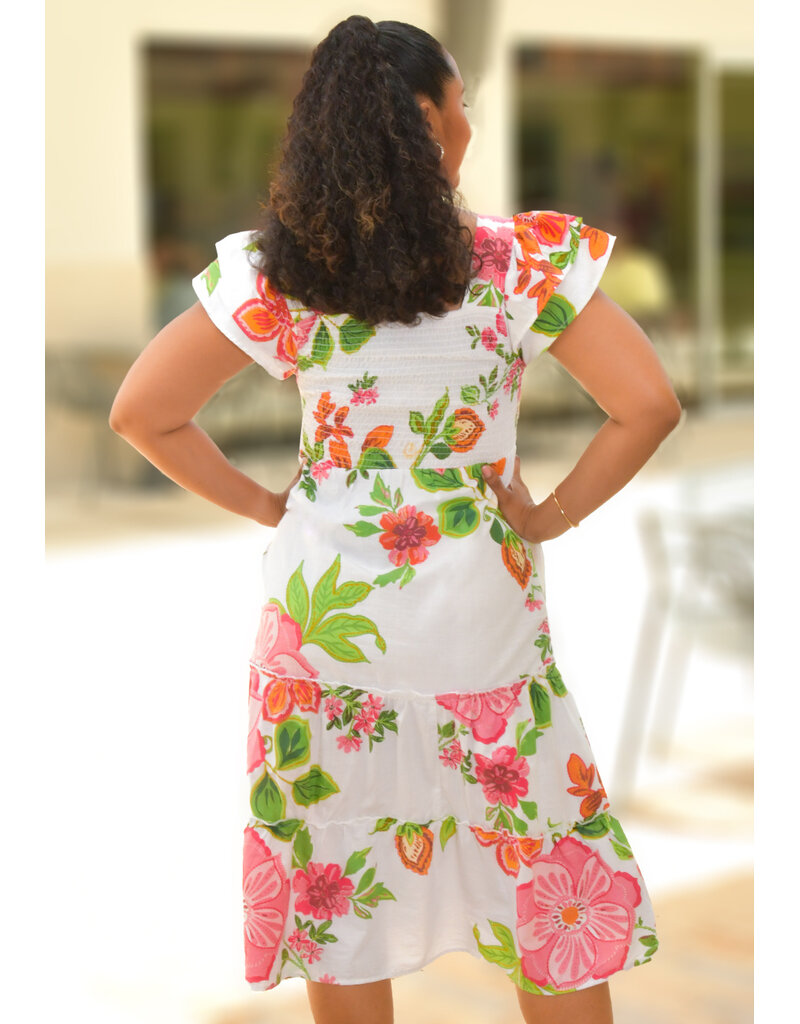 MLLE Gabrielle KELTA- Floral Elastic Dress with Double Strap
