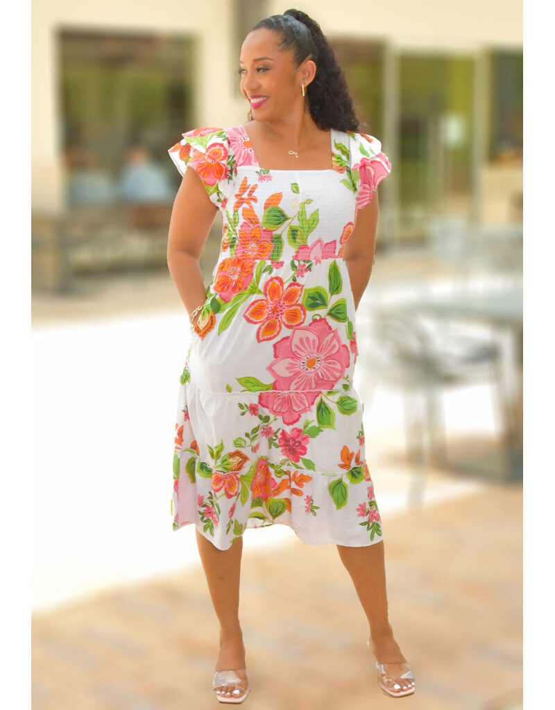 MLLE Gabrielle KELTA- Floral Elastic Dress with Double Strap