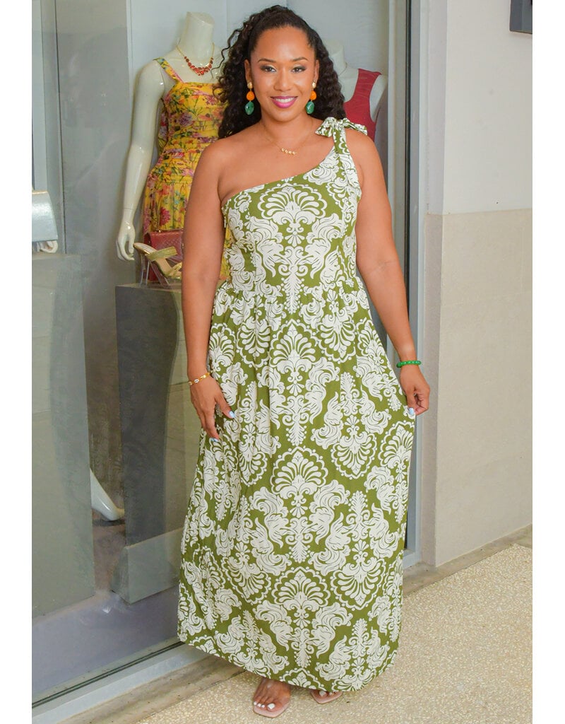 RYOCCO KANICE- Long Printed 1 Shoulder Dress