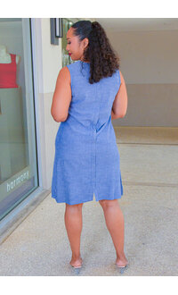 DASH KHAJEE- Wide Strap Dress with Front Metal Zip