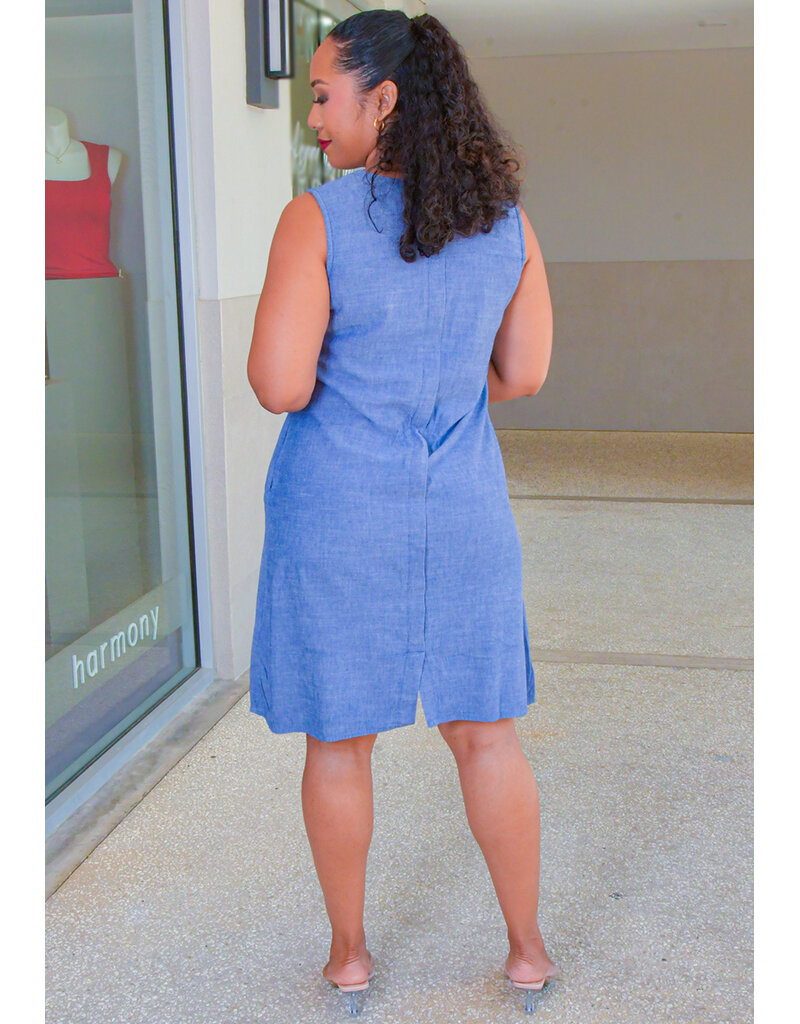 DASH KHAJEE- Wide Strap Dress with Front Metal Zip