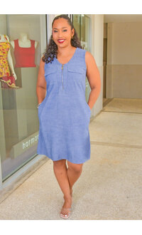 DASH KHAJEE- Wide Strap Dress with Front Metal Zip