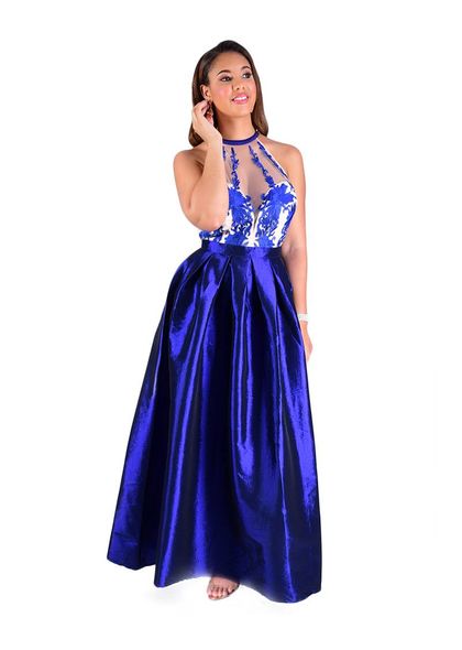 TULIP- Full Length Halter Mesh Top Gown