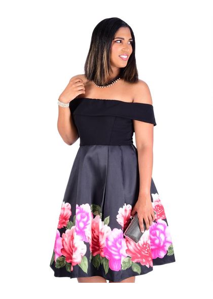 STELLA- Printed Off The Shoulder Dress