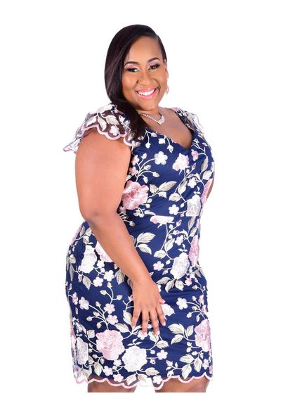 MAY-Plus Size Embroidered Dress