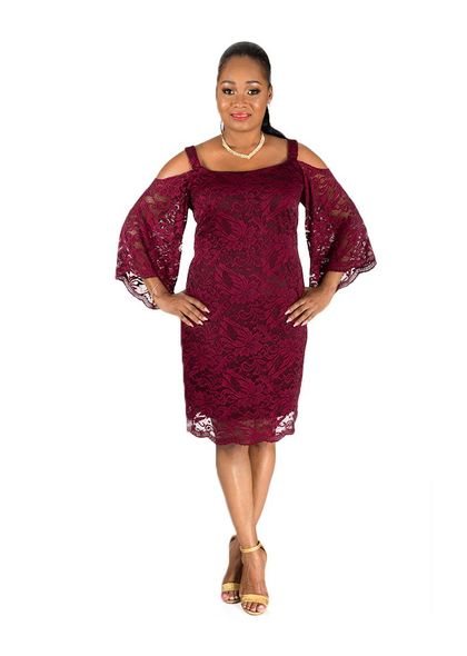 Signature Lace Dress with Shoulder Cut Outs