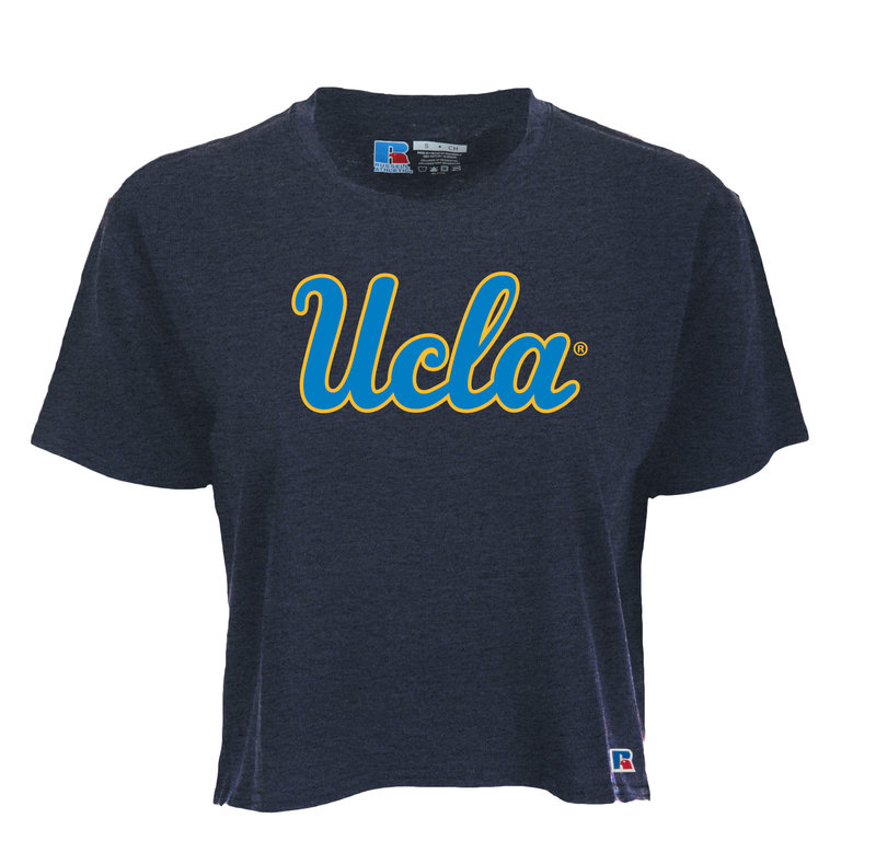 Russell Athletic Ucla Script Womens Cropped Tee  Black Heather