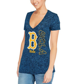 UCLA  WOMENS S/S V-NECK TEE CLIMALITE PERFORMANCE BURN OUT ROYAL BLUE 4710W