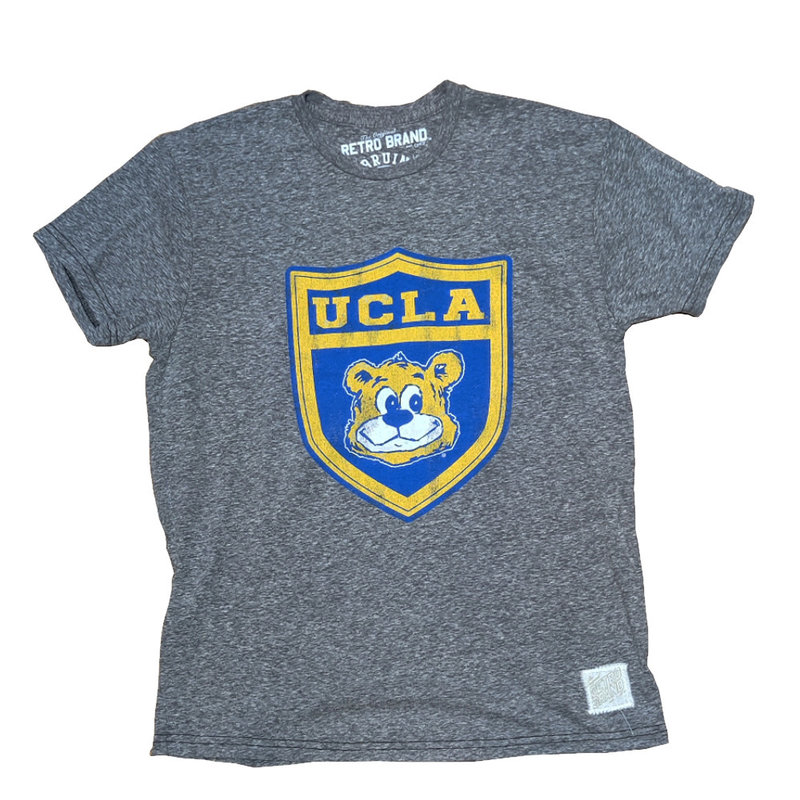 Retro Brand Ucla Joe Bear Men s Textured Triblend Gray Tee