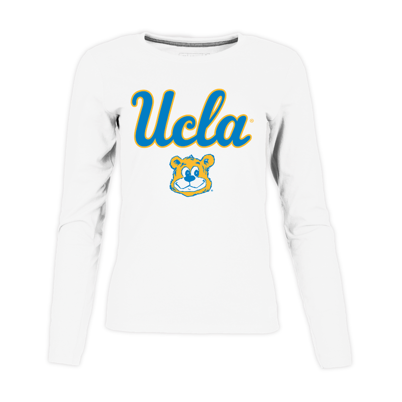 Russell Athletic UCLA Retro Bear Ladies Long Sleevs White