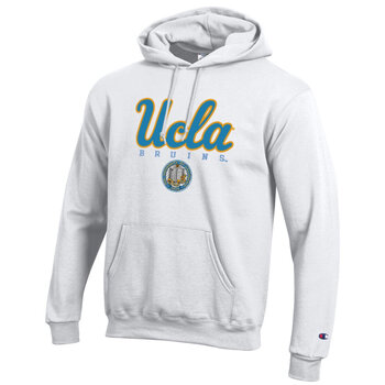 Champion UCLA Script Bruins Seal Powerblend Fleece Hood White 2nd