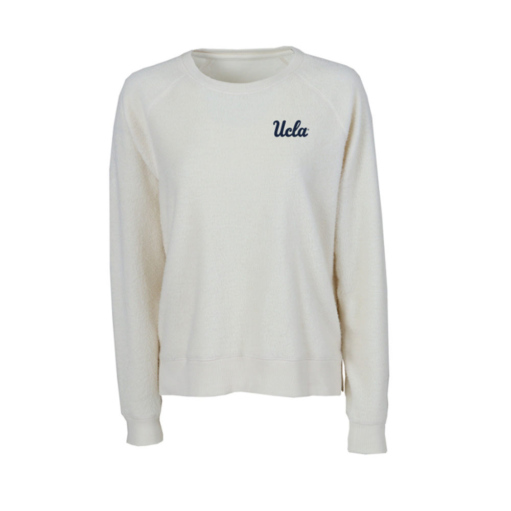 Boxercraft Ucla Script Embroidery Ladies Fleece Out Crew Natural