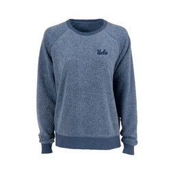 Boxercraft Ucla Script Embroidery Ladies Fleece Out Crew Navy