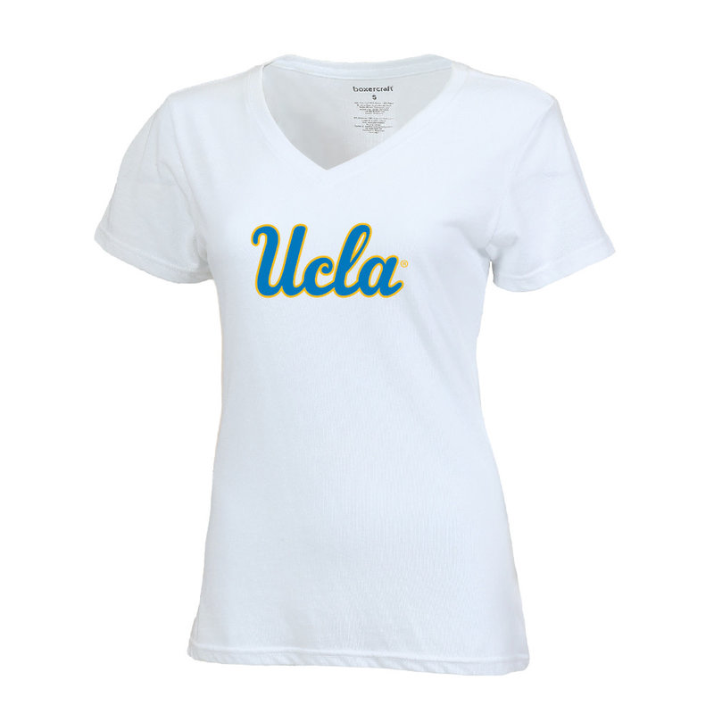 UCLA Girls Relaxed V neck White Tee - Campus Store