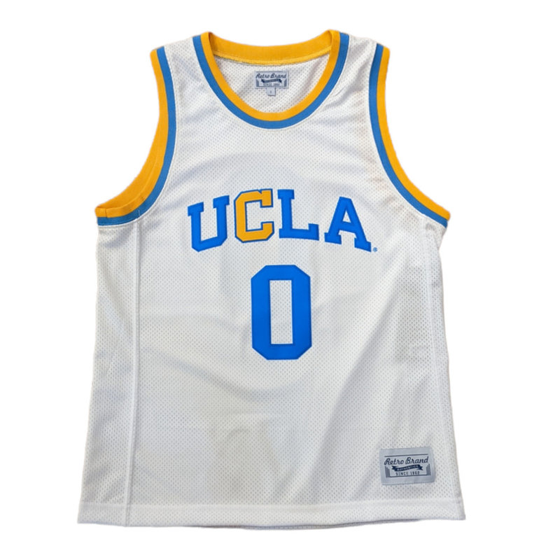 Retro Brand UCLA Basketball White Jersey Russell Westbrook #0