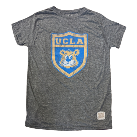 Retro Brand Ucla Joe Bear Mens Shield Textured Triblend Grey Tee