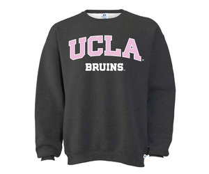 UCLA Pastel Pink Fleece Black Heather Crew - Campus Store