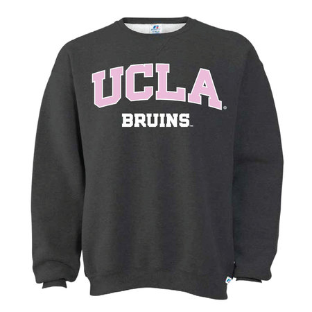 Russell Athletic UCLA Pastel Pink Fleece Black Heather Crew