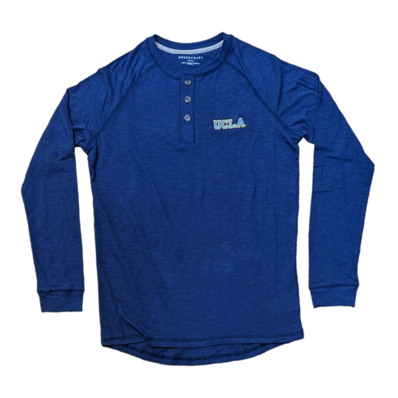 Boxercraft UCLA Henley Long Sleeve Men Navy Tee