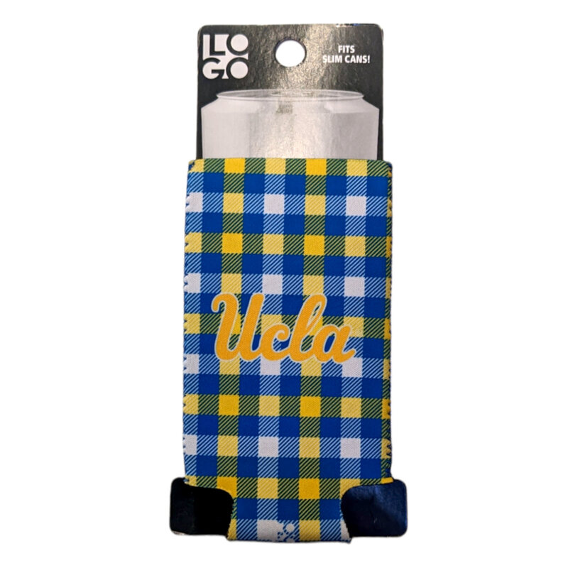 UCLA Script Plaid Slime Can Coozie