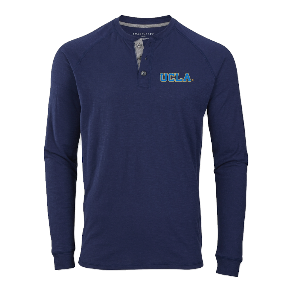 Boxercraft UCLA Henley Long Sleeve Men Navy Tee