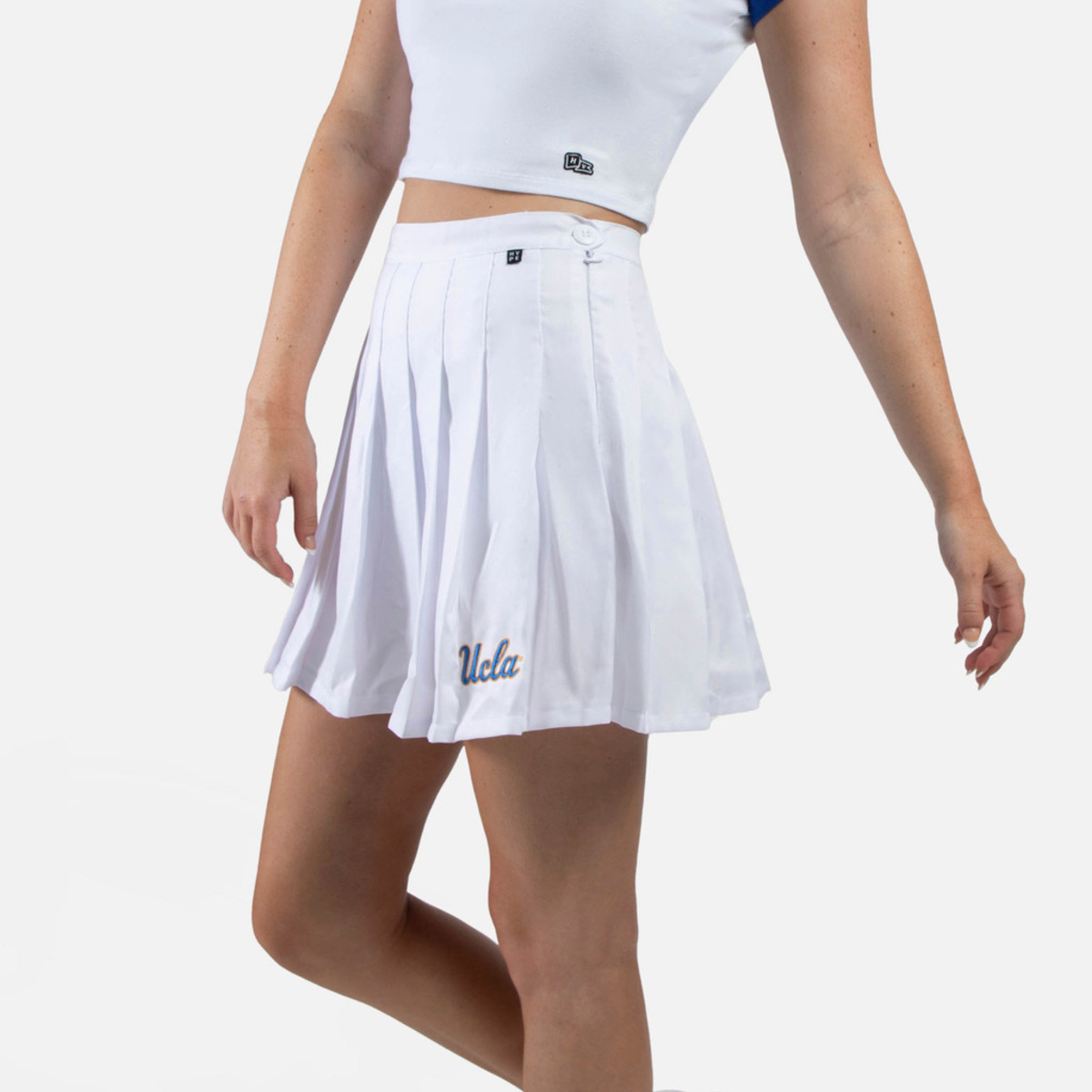 HYPE AND VICE UCLA Script Tennis Skirt White