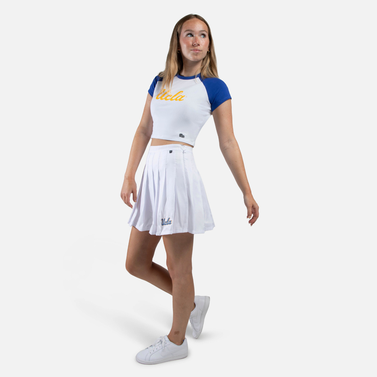 HYPE AND VICE UCLA Script Tennis Skirt White