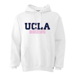 Russell Athletic Neon Pink Fleece Pullover Hoodie White