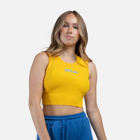 HYPE AND VICE UCLA Block Cut Off Tank Gold