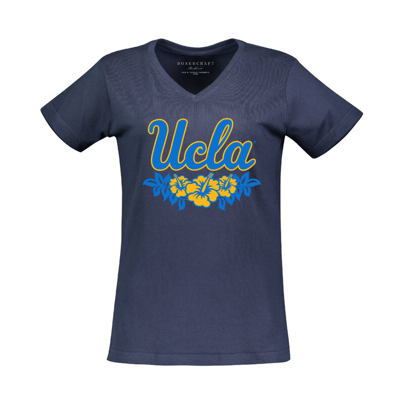 Boxercraft UCLA Hibiscus Ladies V-Neck T-Shirt Navy