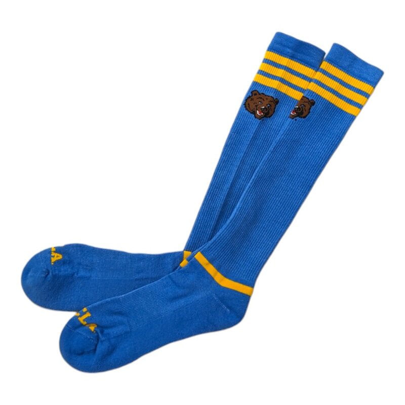 TOPSOX UCLA KNEE HIGH SOCKS BAHAMA BLUE ROYAL 2 TYPES BOTH HAVE BEAR LOGO ON TOP