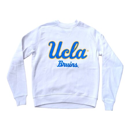 UCLA Neon Pink Fleece White Crew - Campus Store