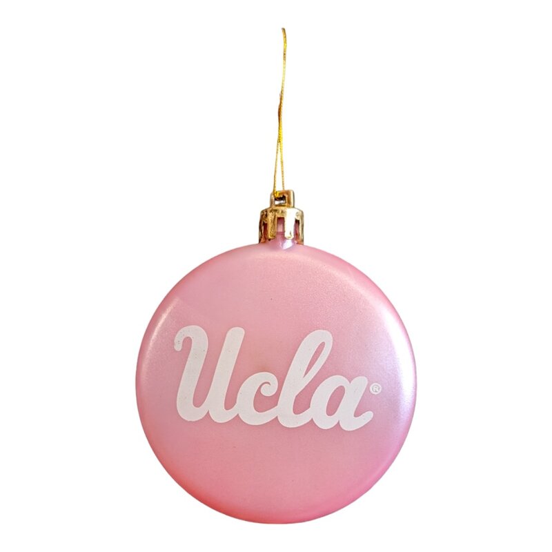 MCM Brands UCLA Script  Shatterproof Ornament Pink