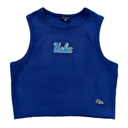 HYPE AND VICE UCLA Script Cut off Tank Top Navy