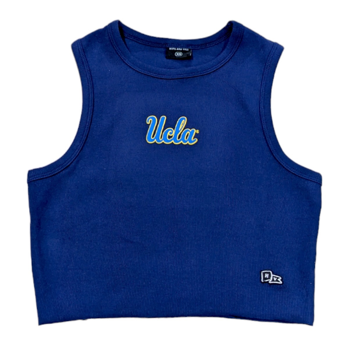 HYPE AND VICE UCLA Script Cut off Tank Top Navy