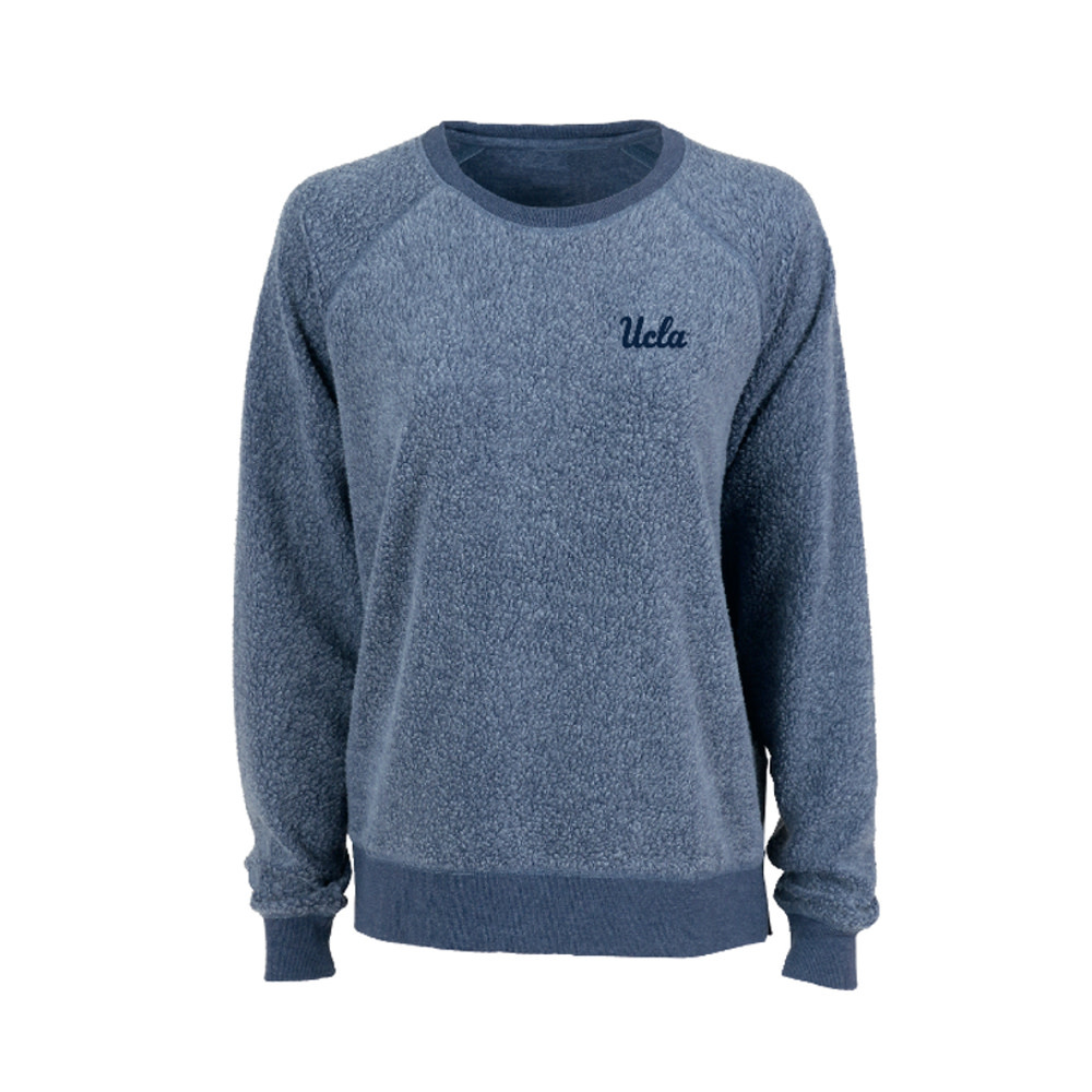 Boxercraft Ucla Script Embroidery Ladies Fleece Out Crew Navy