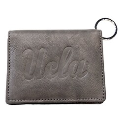 MCM Brands UCLA Script Leather ID Holder Grey