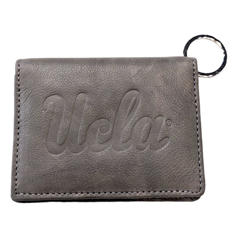 MCM Brands UCLA Script Leather ID Holder Grey