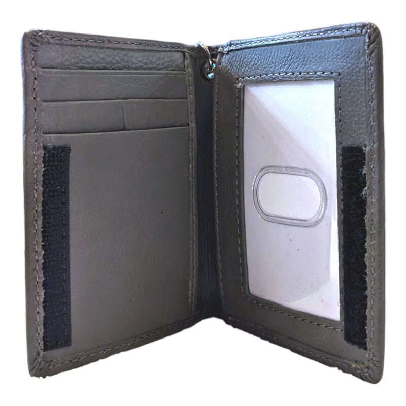 MCM Brands UCLA Script Leather ID Holder Grey