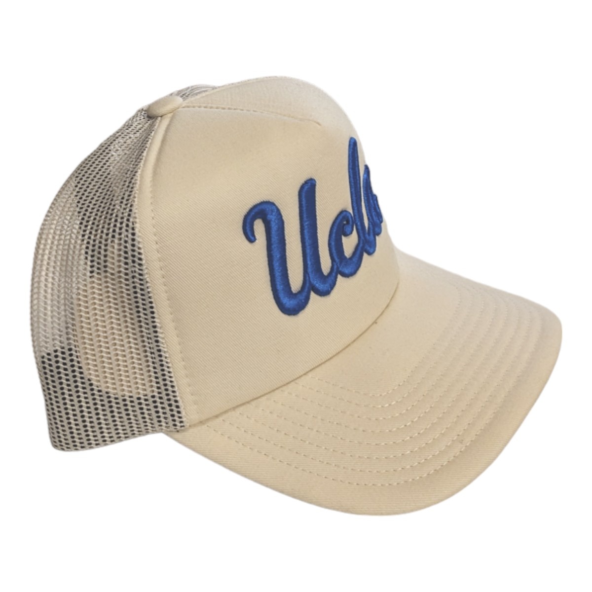 Mitchell & Ness UCLA Script NCAA Evergreen Trucker Snapback Cream Cap