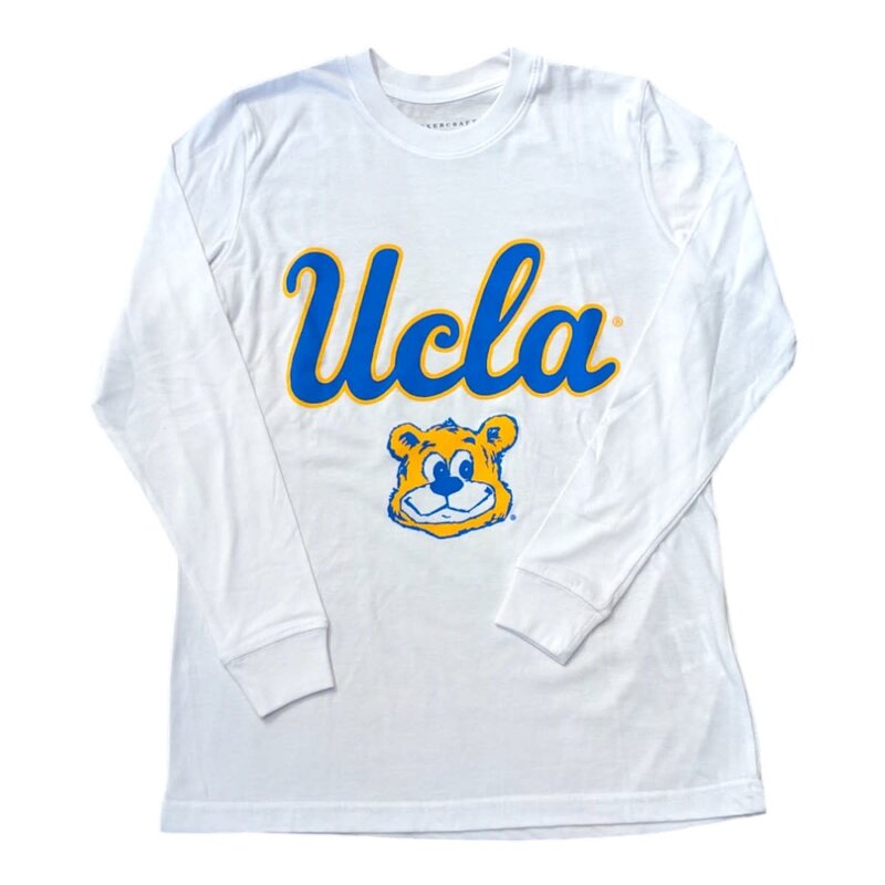 Boxercraft UCLA Script Retro Bear White Long Sleeve