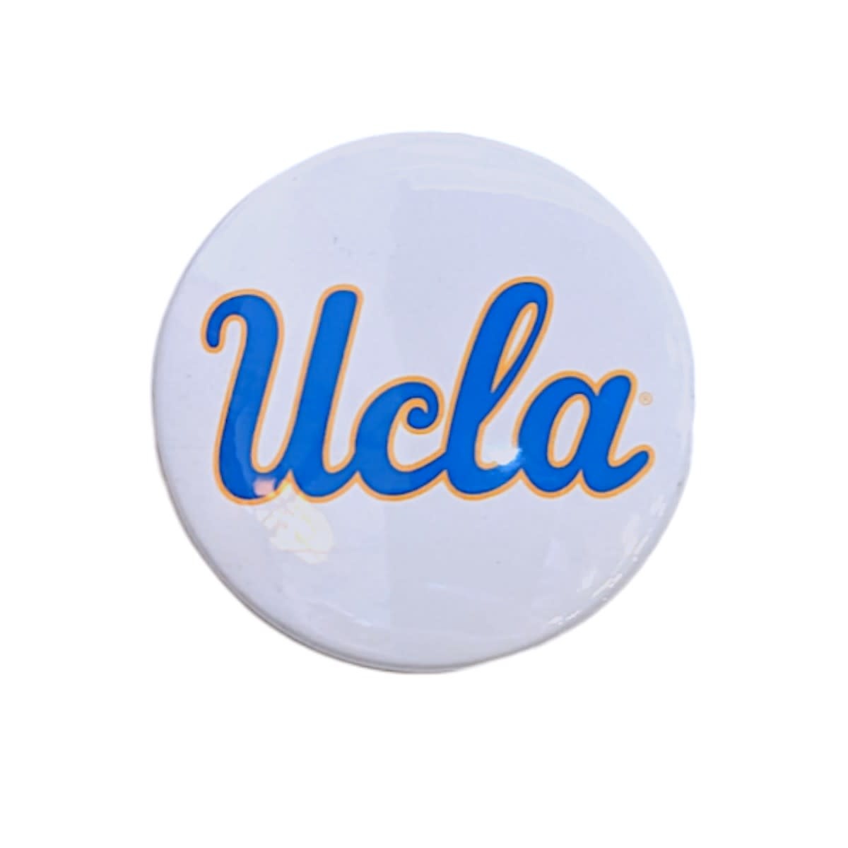 Color Shock UCLA Scirpt White 3' Button